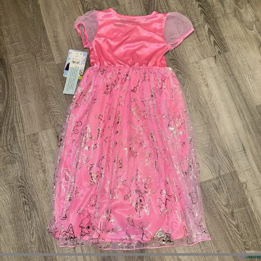 Bluey Bingo Girls Pink Nightgown Size 6/6X NWT Tulle Dress READ